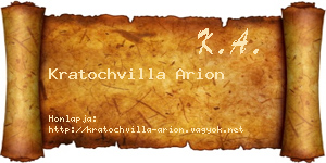 Kratochvilla Arion névjegykártya